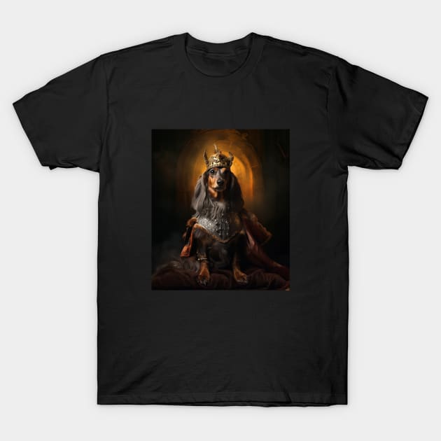 Distinguished Long Haired Dachshund - Medieval German King T-Shirt by HUH? Designs